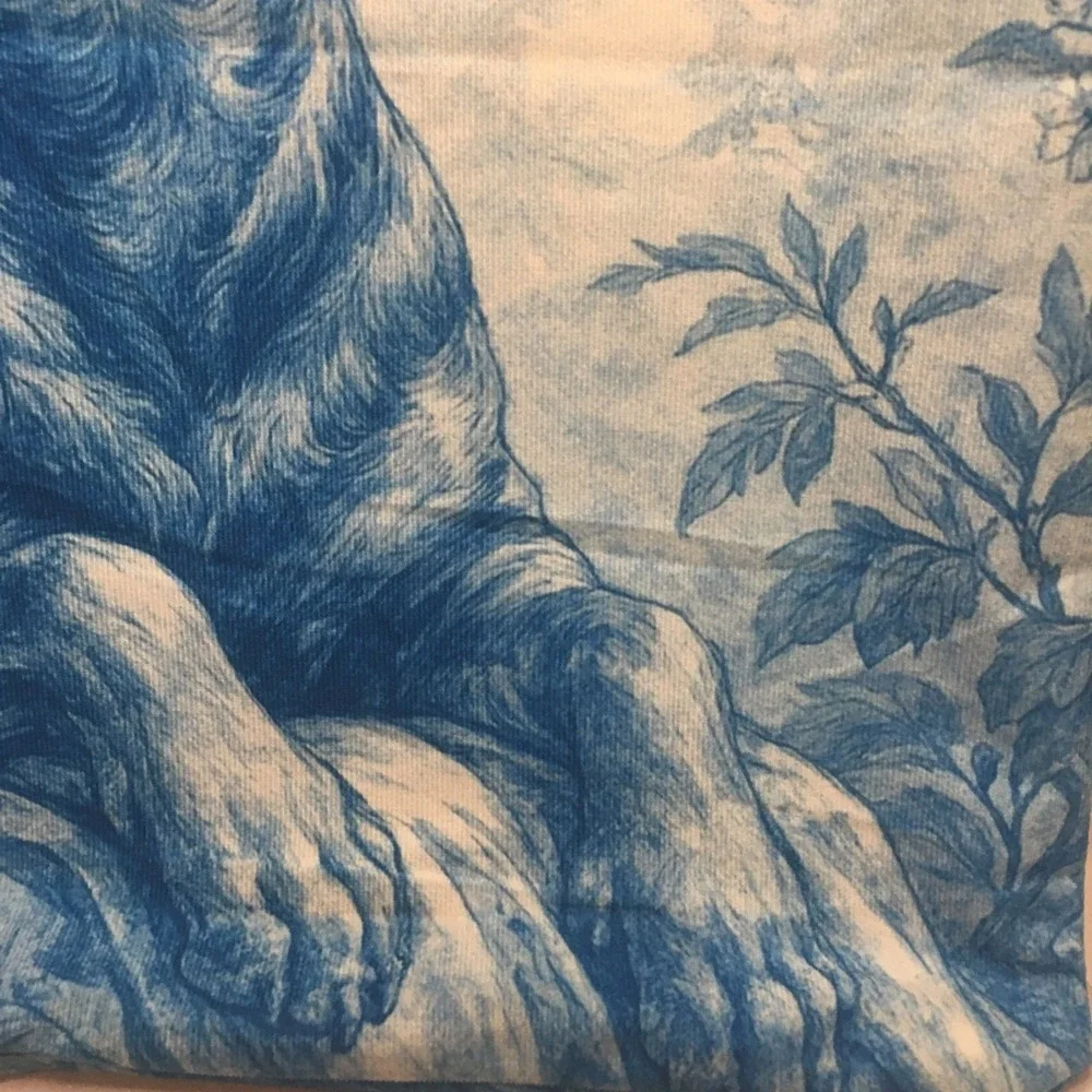 Rottweiler Toile Blue and White Throw Pillow Cover 18